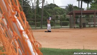 Naked baseball player loves wood