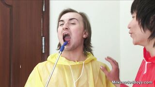 Milky fuck in raincoats