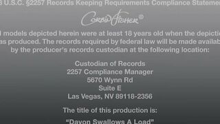 Davon Swallows A Load