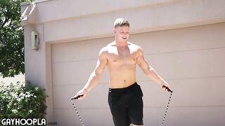 Beefy Jesse Brooks Jerks OFF Outside Poolside