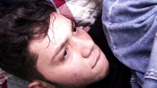 Latino breeding boy filled up